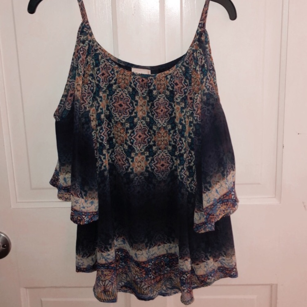 Floral Flowy Shirt with Shoulder Slits